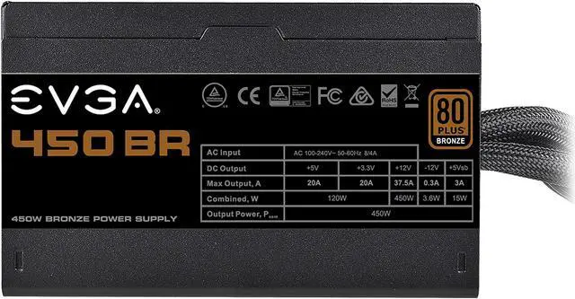 Alt view image 5 of 9 - EVGA 450 BR 100-BR-0450-K1 450 W ATX12V / EPS12V 80 PLUS BRONZE Certified Non-Modular Power Supply