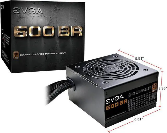 Alt view image 9 of 9 - EVGA 600 BR 100-BR-0600-K1 600 W ATX12V / EPS12V SLI CrossFire 80 PLUS BRONZE Certified Non-Modular Active PFC PFC SLI CrossFire Power Supply