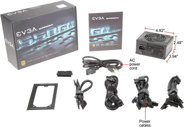 Alt view image 7 of 11 - EVGA SuperNOVA 550 GM, 80 Plus Gold 550W, Fully Modular, ECO Mode with DBB Fan, Includes Power ON Self Tester, SFX Form Factor, Power Supply, 123-GM-0550-Y1