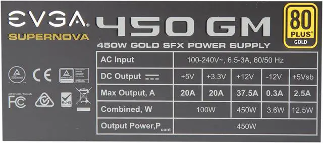 Alt view image 3 of 7 - EVGA SuperNOVA 450 GM, 80 Plus Gold 450W, Fully Modular, ECO Mode with DBB Fan, Includes Power ON Self Tester, SFX Form Factor, Power Supply, 123-GM-0450-Y1
