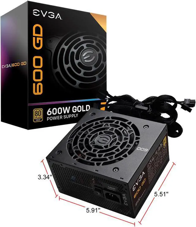 Alt view image 8 of 8 - EVGA 600 GD 100-GD-0600-V1 600 W ATX12V / EPS12V 80 PLUS GOLD Certified Non-Modular Active PFC Power Supply