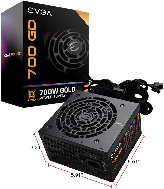 Alt view image 9 of 9 - EVGA 700 GD 100-GD-0700-V1 700 W ATX12V / EPS12V 80 PLUS GOLD Certified Non-Modular Active PFC Power Supply