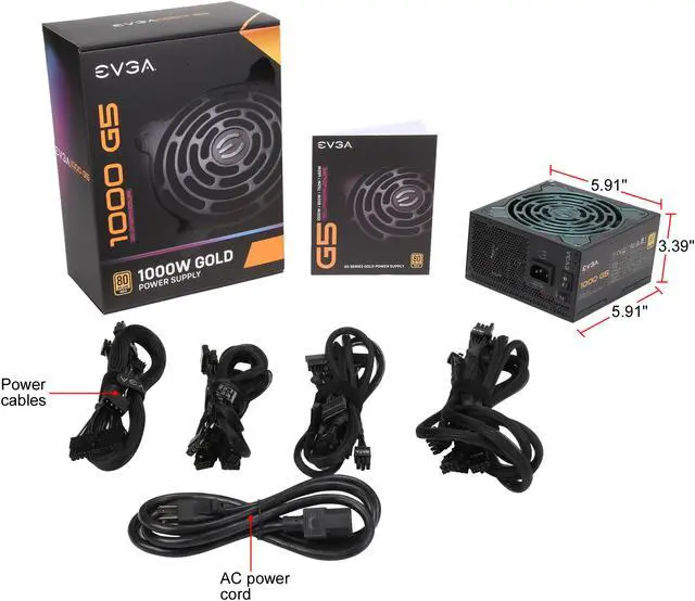 Alt view image 7 of 7 - EVGA SuperNOVA 1000 G5, 80 Plus Gold 1000W, Fully Modular, ECO Mode with Fdb Fan, 100% Japanese Capacitors, 10 Year Warranty, Compact 150mm Size, Power Supply 220-G5-1000-X1