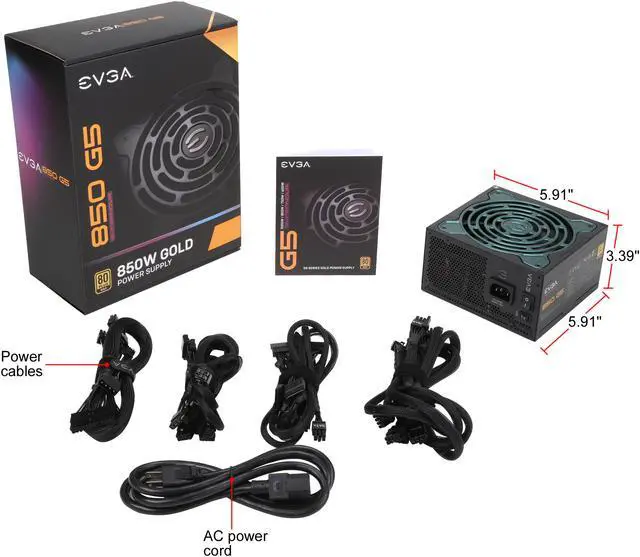 Alt view image 7 of 6 - EVGA SuperNOVA 850 G5, 80 Plus Gold 850W, Fully Modular, ECO Mode with Fdb Fan, 100% Japanese Capacitors, 10 Year Warranty, Compact 150mm Size, Power Supply 220-G5-0850-X1
