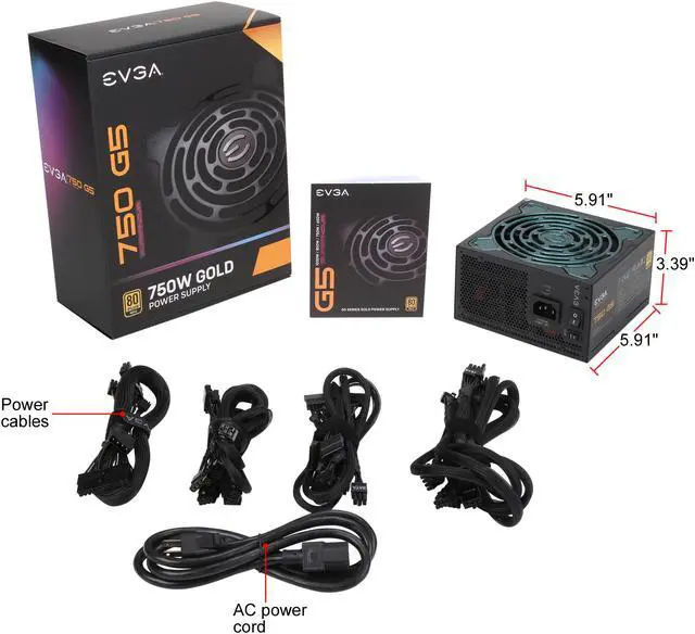 Alt view image 8 of 7 - EVGA SuperNOVA 750 G5, 80 Plus Gold 750W, Fully Modular, ECO Mode with Fdb Fan, 100% Japanese Capacitors, 10 Year Warranty, Compact 150mm Size, Power Supply 220-G5-0750-X1