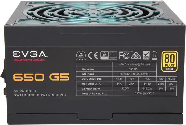 Alt view image 6 of 14 - EVGA SuperNOVA 650 G5, 80 Plus Gold 650W, Fully Modular, ECO Mode with Fdb Fan, 100% Japanese Capacitors, 10 Year Warranty, Compact 150mm Size, Power Supply 220-G5-0650-X1