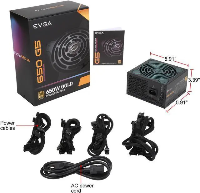 Alt view image 7 of 14 - EVGA SuperNOVA 650 G5, 80 Plus Gold 650W, Fully Modular, ECO Mode with Fdb Fan, 100% Japanese Capacitors, 10 Year Warranty, Compact 150mm Size, Power Supply 220-G5-0650-X1