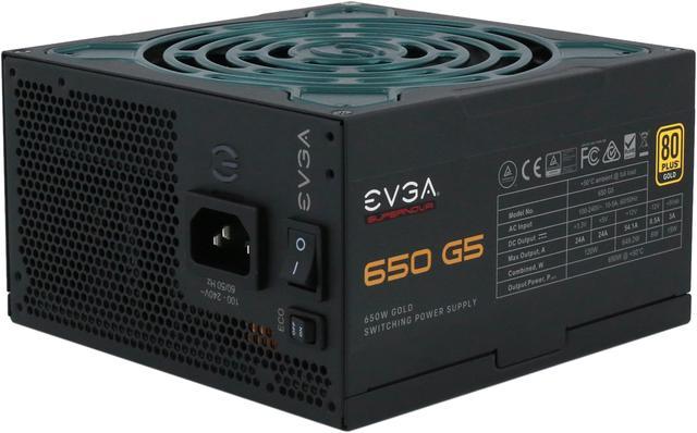 Fuente de Poder PC 650W Gamer EVGA 80 Plus Gold 220-G5-0650-X1