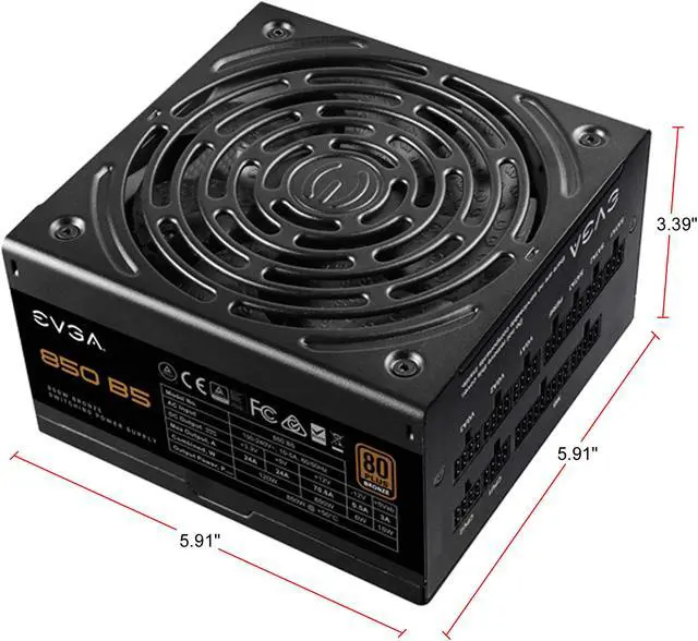 Alt view image 2 of 9 - EVGA 850 B5, 80 Plus BRONZE 850W, Fully Modular, EVGA ECO Mode, 5 Year Warranty, Compact 150mm Size, Power Supply - 220-B5-0850-V1