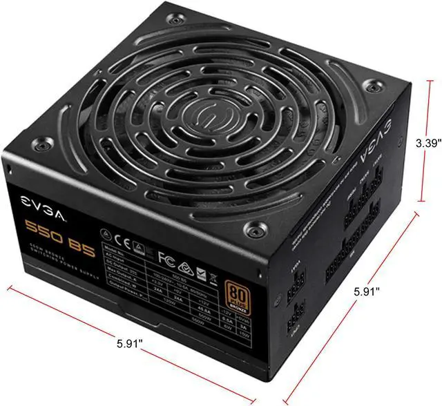 Alt view image 2 of 14 - EVGA 550 B5, 80 Plus BRONZE 550W, Fully Modular, EVGA ECO Mode, 5 Year Warranty, Compact 150mm Size, Power Supply - 220-B5-0550-V1