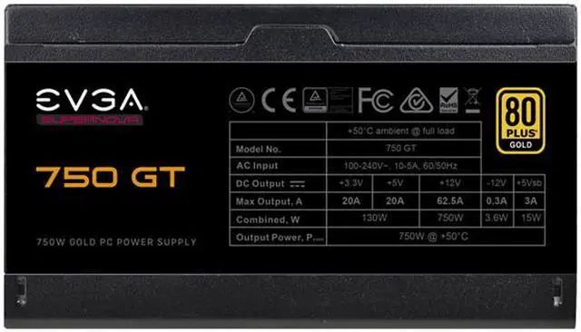 Alt view image 4 of 9 - EVGA SuperNOVA 750 GT, 80 Plus Gold 750W, Fully Modular, Auto Eco Mode with FDB Fan, 100% Japanese Capacitors, 7 Year Warranty, Includes Power ON Self Tester, Compact 150mm Size, 220-GT-0750-Y1
