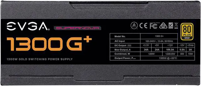 Alt view image 4 of 10 - EVGA SuperNOVA 1300 G+, 80+ GOLD 1300W, Fully Modular, 10 Year Warranty, Includes FREE Power On Self Tester, Power Supply - 220-GP-1300-X1