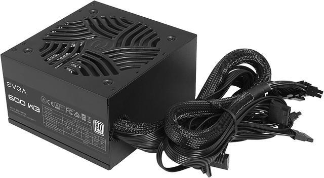 Main image of EVGA 600 W3, 80+ White 600W, Compact 140mm Size, Non-Modular Active PFC Power Supply, 3 Year Warranty, 100-W3-0600-K1