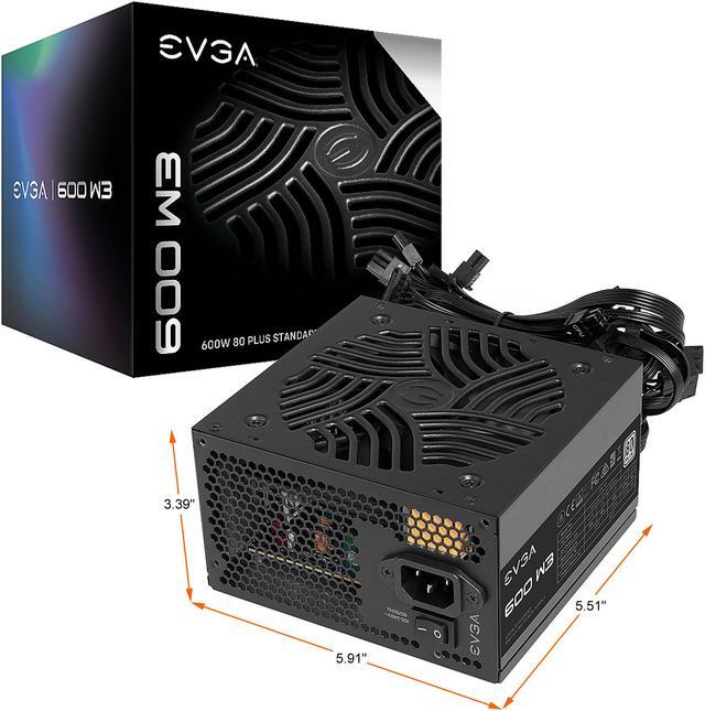 Alt view image 7 of 9 - EVGA 600 W3, 80+ White 600W, Compact 140mm Size, Non-Modular Active PFC Power Supply, 3 Year Warranty, 100-W3-0600-K1