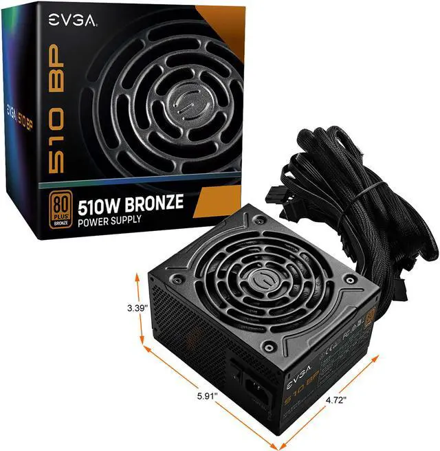 Alt view image 2 of 9 - EVGA 510 BP, 80+ BRONZE 510W, 3 Year Warranty, Power Supply 100-BP-0510-K1