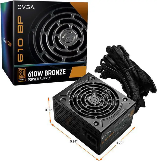 Alt view image 2 of 9 - EVGA 610 BP, 80+ BRONZE 610W, 3 Year Warranty, Power Supply 100-BP-0610-K1
