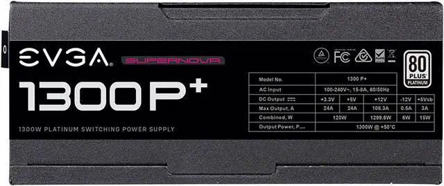 Alt view image 4 of 9 - EVGA SuperNOVA 1300 P+ 220-PP-1300-X1 1300 W ATX12V / EPS12V 80 PLUS PLATINUM Certified Full Modular Active PFC Power Supply