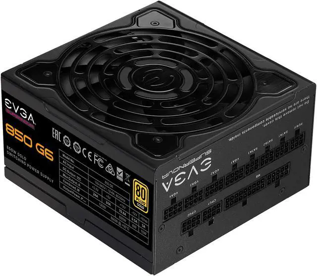 Alt view image 2 of 9 - EVGA SuperNOVA 850 G6, 80 Plus Gold 850W, Fully Modular, Eco Mode with FDB Fan, 100% Japanese Capacitors,10 Year Warranty, Includes Power ON Self Tester, Compact 140mm Size, 220-G6-0850-X1