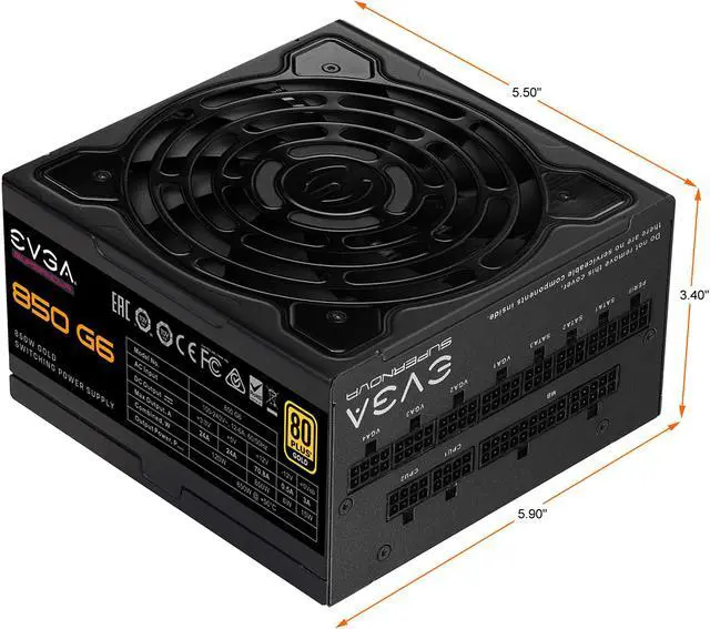 Alt view image 3 of 9 - EVGA SuperNOVA 850 G6, 80 Plus Gold 850W, Fully Modular, Eco Mode with FDB Fan, 100% Japanese Capacitors,10 Year Warranty, Includes Power ON Self Tester, Compact 140mm Size, 220-G6-0850-X1