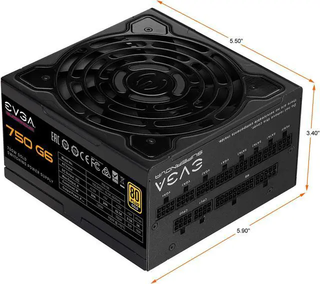 Alt view image 3 of 9 - EVGA SuperNOVA 750 G6, 80 Plus Gold 750W, Fully Modular, Eco Mode with FDB Fan, 100% Japanese Capacitors, 10 Year Warranty, Includes Power ON Self Tester, Compact 140mm Size, 220-G6-0750-X1