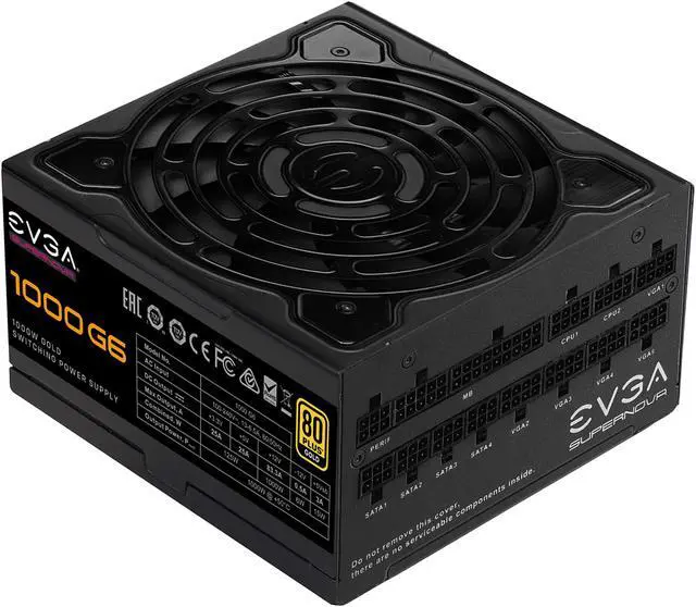 Alt view image 2 of 9 - EVGA SuperNOVA 1000 G6, 80 Plus Gold 1000W, Fully Modular, Eco Mode with FDB Fan, 100% Japanese Capacitors, 10 Year Warranty, Includes Power ON Self Tester, Compact 140mm Size, 220-G6-1000-X1