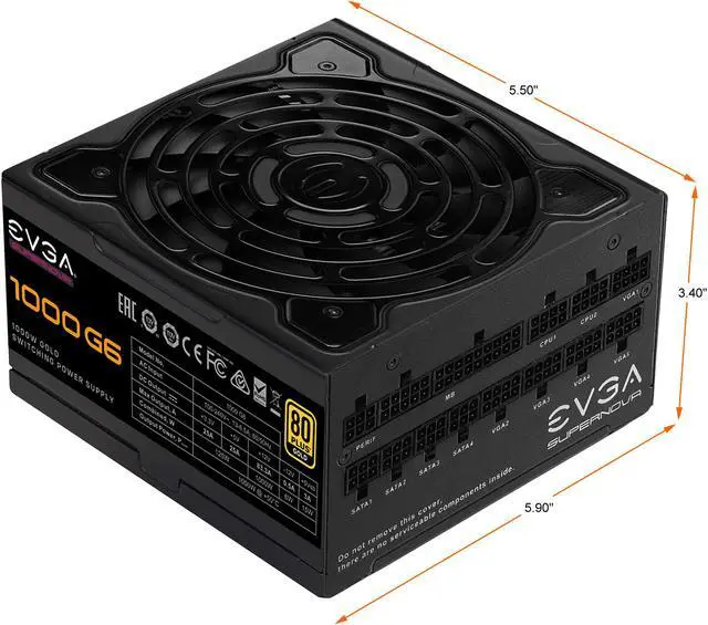 Alt view image 3 of 9 - EVGA SuperNOVA 1000 G6, 80 Plus Gold 1000W, Fully Modular, Eco Mode with FDB Fan, 100% Japanese Capacitors, 10 Year Warranty, Includes Power ON Self Tester, Compact 140mm Size, 220-G6-1000-X1