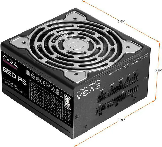 Alt view image 3 of 9 - EVGA SuperNOVA 650 P6, 80 Plus Platinum 650W, Fully Modular, Eco Mode with FDB Fan, 10 Year Warranty, Includes Power ON Self Tester, Compact 140mm Size, Power Supply 220-P6-0650-X1