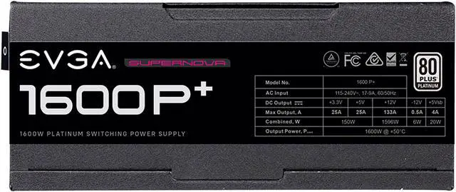 Alt view image 6 of 9 - EVGA SuperNOVA 1600 P+, 80+ Platinum 1600W, Fully Modular, 10 Year Warranty, Includes FREE Power On Self Tester, Power Supply 220-PP-1600-X1