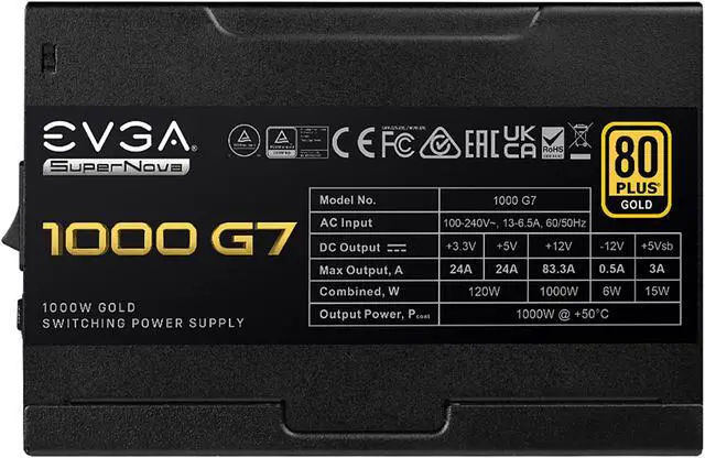 Alt view image 4 of 5 - EVGA SuperNOVA 1000 G7 220-G7-1000-X1 1000 W ATX12V / EPS12V SLI CrossFire 80 PLUS GOLD Certified Full Modular Active PFC Power Supply