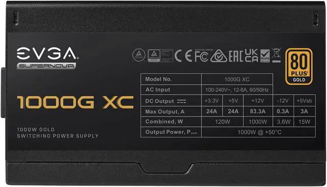 Alt view image 4 of 8 - EVGA SuperNOVA 1000G XC ATX3.0 & PCIE 5, 80 Plus Gold Certified 1000W, 12VHPWR, Fully Modular, ECO MODE with FDB Fan, 100% Japanese Capacitors, Compact 150mm Size, Power Supply 520-5G-1000-K1
