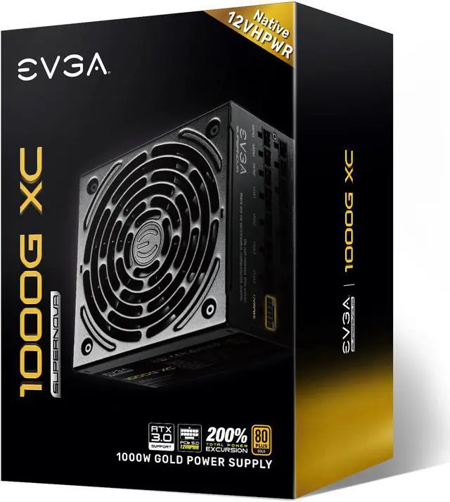 Alt view image 8 of 8 - EVGA SuperNOVA 1000G XC ATX3.0 & PCIE 5, 80 Plus Gold Certified 1000W, 12VHPWR, Fully Modular, ECO MODE with FDB Fan, 100% Japanese Capacitors, Compact 150mm Size, Power Supply 520-5G-1000-K1