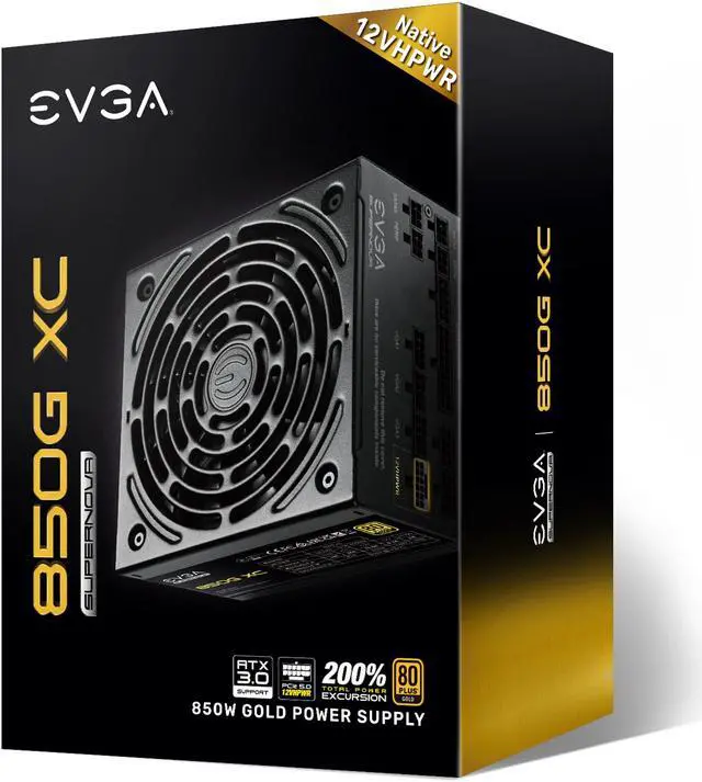 Alt view image 8 of 8 - EVGA SuperNOVA 850G XC ATX3.0 & PCIE 5, 80 Plus Gold Certified 850W, 12VHPWR, Fully Modular, ECO MODE with FDB Fan, 100% Japanese Capacitors, Compact 150mm Size, Power Supply 520-5G-0850-K1