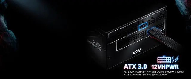 Alt view image 8 of 13 - XPG CorereactorII 750W PCIE 5 & ATX 3.0 Power Supply - Full Modular - 80 Plus and Cybenetics GOLD Certified - 100% Japanese 105°C Capacitors (COREREACTORII750G-BKCUS)