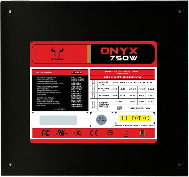 Alt view image 10 of 13 - Riotoro ONYX PR-BA0750-SM 750 W ATX 12V 2.4 80 PLUS BRONZE Certified Semi-Modular Active PFC Power Supply