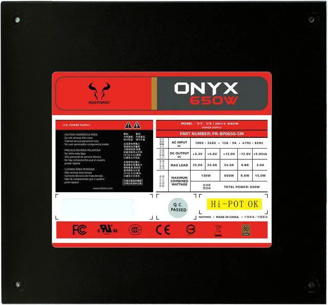 Alt view image 10 of 12 - Riotoro ONYX PR-BP0650-SM 650W ATX 12V 2.4 80 PLUS BRONZE Certified Semi-Modular Active PFC Power Supply