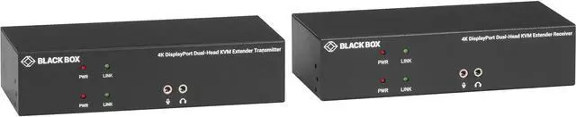 Main image of Black Box KVX Series KVXLCDP-200 KVM Extender over CATx - 4K, Dual-Head, DisplayPort, USB 2.0, Serial, Audio, Local Video