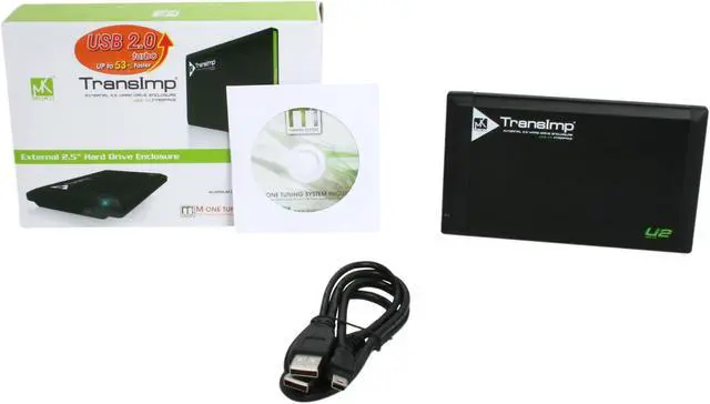 Alt view image 5 of 5 - Mukii TIP-230U2-BK Aluminum 2.5" Black with Green Highlight SATA USB 2.0 USB Powered External Enclosure