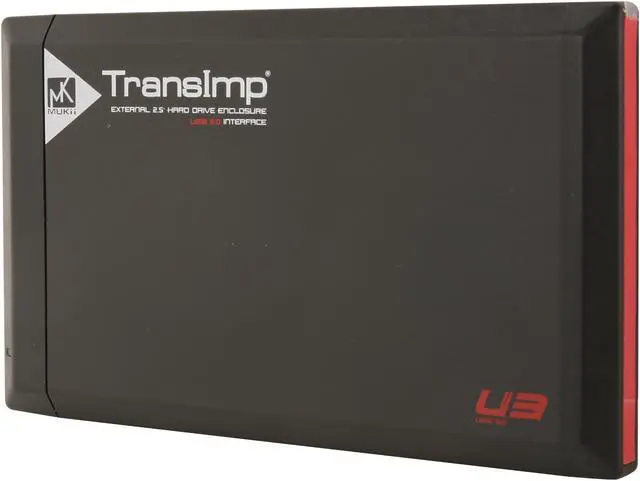 Alt view image 2 of 12 - Mukii TransImp TIP-230U3-CB Aluminum 2.5" Black & Red SATA USB 3.0 External Hard Drive Enclosure w/ Card Bus