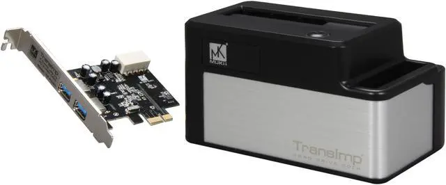 Main image of Mukii TransImp TIP-D180U3-PUK Aluminum / Plastic 2.5" & 3.5" Black / Silver SATA USB 3.0 USB 3.0 HDD enclosure bundled with PCI-E Card