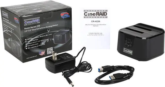 Alt view image 6 of 6 - CineRAID CR-H236 USB 3.0 Standalone Hard Drive Duplicator & USB 3.0 Dual Hard Drive Docking Station