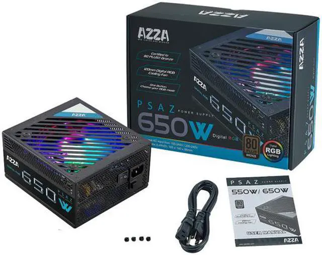Alt view image 3 of 8 - AZZA 650W ARGB / ATX 80 PLUS / Bronze certified / Non-Modular Power Supply