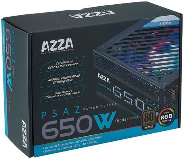 Alt view image 4 of 8 - AZZA 650W ARGB / ATX 80 PLUS / Bronze certified / Non-Modular Power Supply