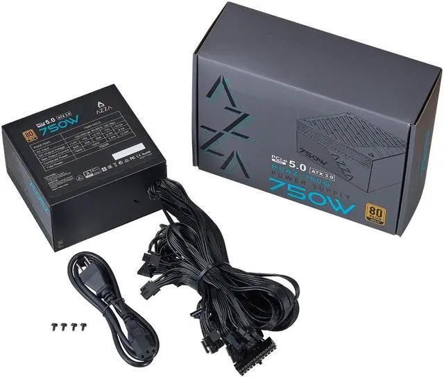 Alt view image 3 of 3 - AZZA PSAZ-750G ATX 3.0 750 W ATX / ATX (ATX 3.0 Compatible) 80 PLUS GOLD Certified Non-Modular Active PFC Power Supply