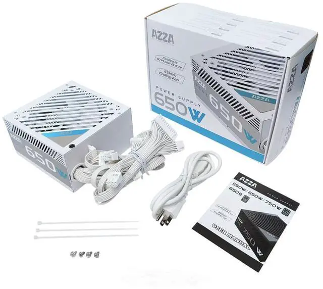Alt view image 4 of 4 - AZZA PSAZ-650W White French Version 650 W Intel ATX12V 80 PLUS BRONZE Certified Non-Modular Power Supply