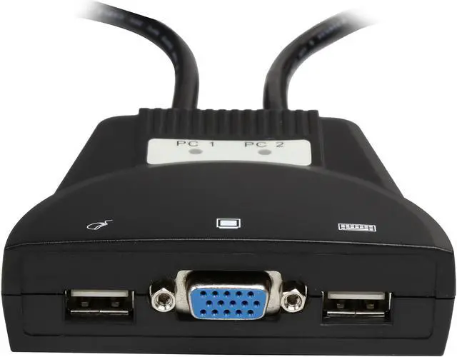 Alt view image 2 of 6 - Coboc KVM-2VGAU-PT 2-Ports Integrated cable USB/VGA KVM Switch - 1920 x 1440