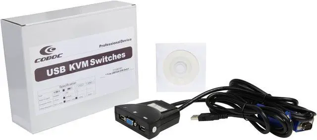 Alt view image 6 of 6 - Coboc KVM-2VGAU-PT 2-Ports Integrated cable USB/VGA KVM Switch - 1920 x 1440