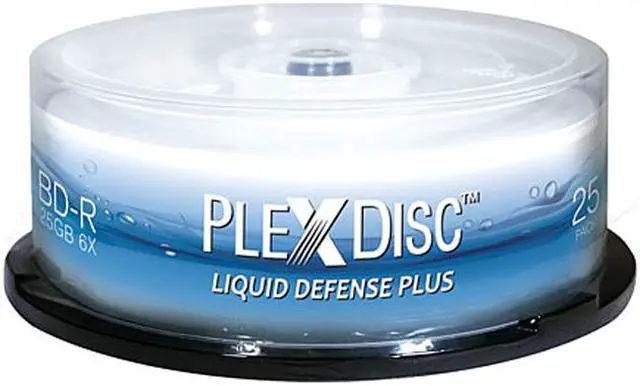 Main image of PlexDisc 25GB 6X BD-R Water Resistant Glossy White Inkjet Hub Printable 25 Packs Spindle Disc Model 633-C13