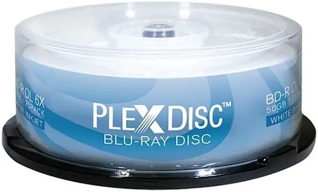 Main image of PlexDisc 50GB 6X BD-R DL White Inkjet Hub Printable 25 Packs Spindle Disc Model 645-213