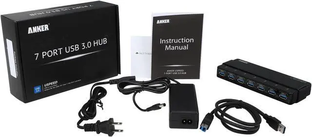 Alt view image 7 of 7 - Anker 68UNHUB-B7U USB 3.0 7-Port Hub with 36W Power Adapter [12V 3A High-Capacity Power Supply and VIA VL812 Chipset]