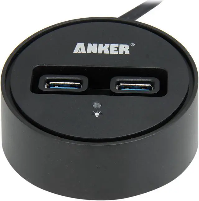 Alt view image 2 of 5 - Anker 68ANHUB-B2A Bus-Powered USB 3.0 2-Port Hub with a Built-in Extended 3.3ft USB 3.0 Cable